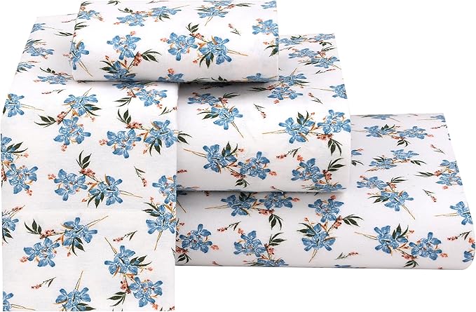 RUVANTI Flannel Sheets Queen Size - 100% Cotton Double Brushed Bed Sheets, Deep Pockets 16 Inches Queen Sheet Set, All Seasons Breathable & Extra Soft - Warm & Cozy, 4 Piece, Cloud Nine