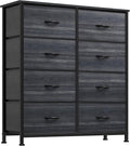 YITAHOME Cloth Dresser with 8 Drawers - Fabric Dresser for Closet, Chester Drawers for Bedroom, Hallway, Closets - Sturdy Steel Frame, Wooden Top & Easy Pull Fabric Bins, Charcoal Black Wood Grain