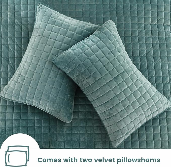 Secgo Twin Comforter Set for Bed - Velvet Quilts Queen Size, Black Bedspreads (68 * 86 Inch) with 2 Pillow Shams, Patchwork Reversible Lightweight Bedding