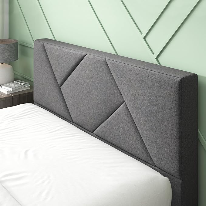 ZINUS Judy Upholstered Platform Bed Frame, Mattress Foundation, Wood Slat Support, No Box Spring Needed, Eco Friendly WonderBox (TM), Easy Assembly, Dark Grey, King