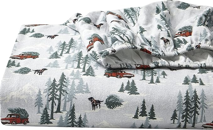 Eddie Bauer - Twin Sheets, Cotton Flannel Bedding Set, Brushed For Extra Softness, Cozy Home Decor (Tree Farms, Twin)