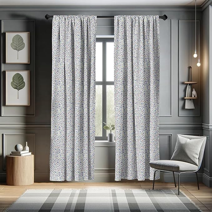 Ambesonne Leopard Print Curtains, Modernized Animal Skin Elements in Pastel Memphis Style Colors Pattern Print, Window Treatments 2 Panel Set for Living Room Bedroom, Pair of - 28" x 84", Grey Black
