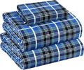 RUVANTI Flannel Sheets Twin Size - 100% Cotton Double Brushed Twin Sheets Set, Deep Pockets 16 Inches, All Seasons Breathable & Extra Soft Bed Sheets, Warm & Cozy, 3 Piece, Blue Plaid
