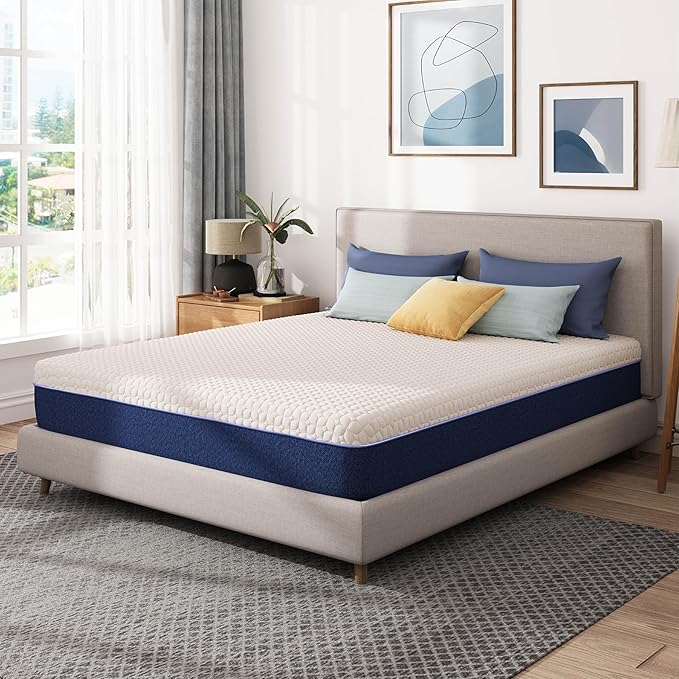 10 Inch King Size Mattress, Gel Cooling Memory Foam Mattress in A Box, Medium Firm Feel for Back Pain Relief, CertiPUR US Certified