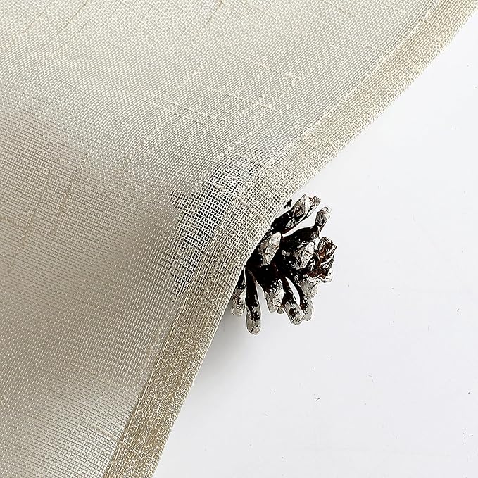 Aiyufeng Faux Linen Sheer Curtains 45 Inch Length 2 Panels, Short Linen Curtains for Kitchen, Small Window Curtains Window Treatment Privacy with Light Filtering for Cafe/Bathroom, Each 30Wx45L Inch