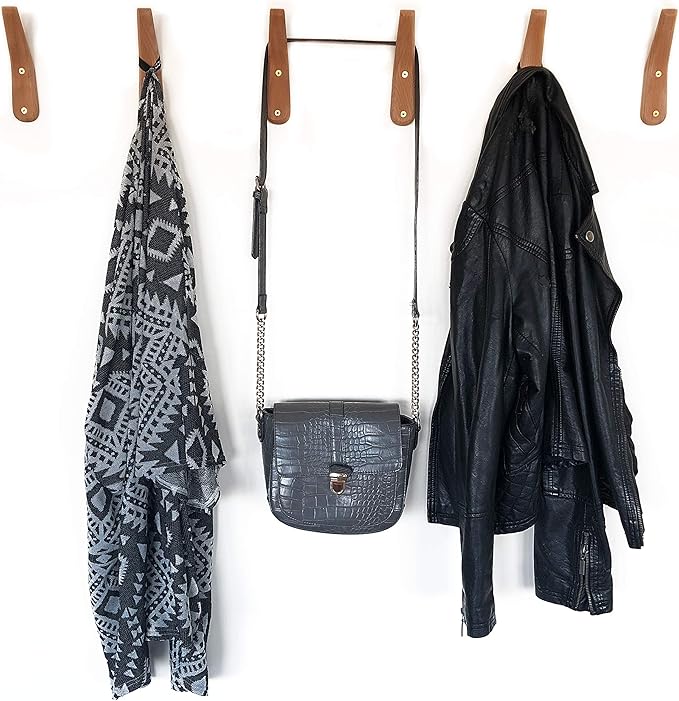 UMZi Wood Wall Hooks, 2 Pack Coat Hooks Mounted Rustic Wooden Heavy Duty Robe Hook Hat Rack | for Hanging Bathroom Towels Clothes Hanger (Beech Wood)