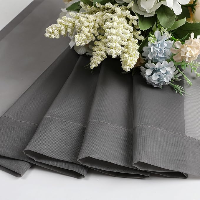 Aiyufeng Sheer Voile Window Treatment Rod Pocket Curtain Panels for Kitchen Bedroom Living Room Drapes Sunlight Filtering Privacy Semi Home Decor Assorted (Grey, 40 W x 96 L)