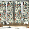 Ambesonne Leafy Art Window Curtains Pack of 2, Scandinavian Leaves Pattern with Geometric Roundy Modern Boho Print, Lightweight Set with Rod Pocket, 4 Panels of - 28" x 84", Pale Green Redwood Teal