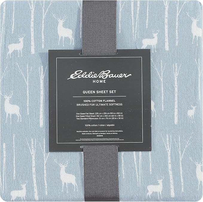 Eddie Bauer - Twin Sheets, Cotton Flannel Bedding Set, Brushed For Extra Softness, Cozy Home Decor (Birch Forest, Twin)