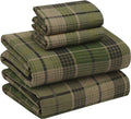 RUVANTI Flannel Sheets Queen Size - 100% Cotton Double Brushed Bed Sheets, Deep Pockets 16 Inches Queen Sheet Set, All Seasons Breathable & Extra Soft - Warm & Cozy, 4 Piece, DNA Plaid