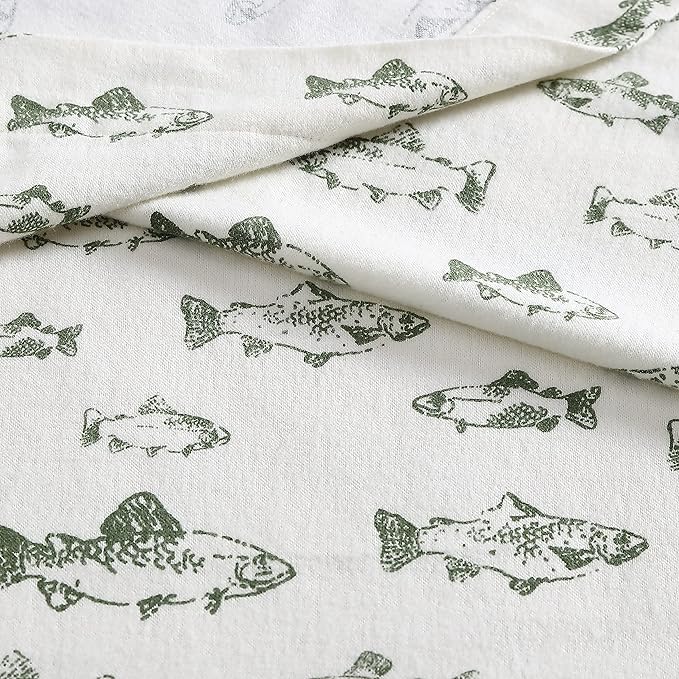 Eddie Bauer - Full Sheets, Cotton Flannel Bedding Set, Brushed For Extra Softness, Cozy Home Decor (School of Fish, Full)