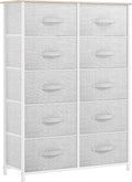 YITAHOME 10 Drawer Dresser - Fabric Storage Tower, Organizer Unit for Bedroom, Living Room, Hallway, Closets - Sturdy Steel Frame, Wooden Top & Easy Pull Fabric Bins (Cool Gray)