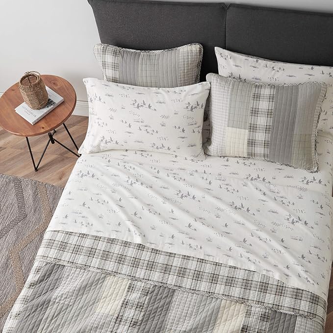 Eddie Bauer - Flannel Sheets Twin Size, Anti-Pilling & Wrinkle Resistant Cotton, Touchably Soft for All-Season Comfort - Bed Sheets with Matching Pillowcase & Fitted Sheet (Geese Meadow Yellow)