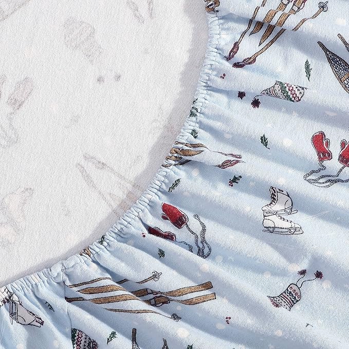 Eddie Bauer - Twin Sheets, Cotton Flannel Bedding Set, Brushed For Extra Softness, Cozy Home Decor (Snow Days, Twin)