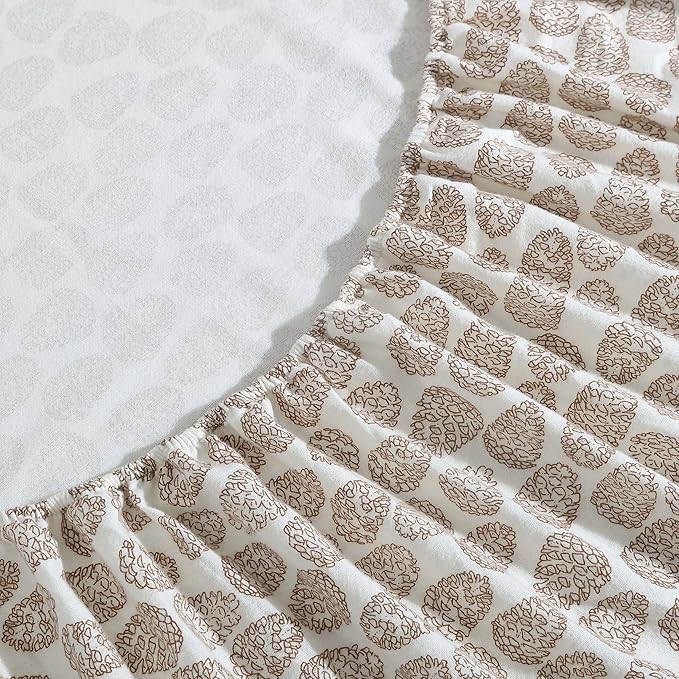 Eddie Bauer - King Sheets, Cotton Flannel Bedding Set, Brushed For Extra Softness, Cozy Home Decor (Little Creek Pine Cone Beige, King)