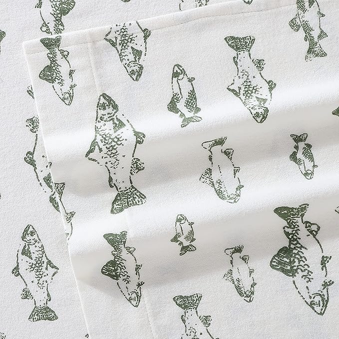 Eddie Bauer - Full Sheets, Cotton Flannel Bedding Set, Brushed For Extra Softness, Cozy Home Decor (School of Fish, Full)