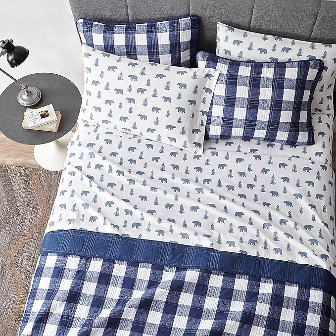 Eddie Bauer - Full Sheets, Cotton Flannel Bedding Set, Brushed For Extra Softness, Cozy Home Decor (Bears & Trees, Full)
