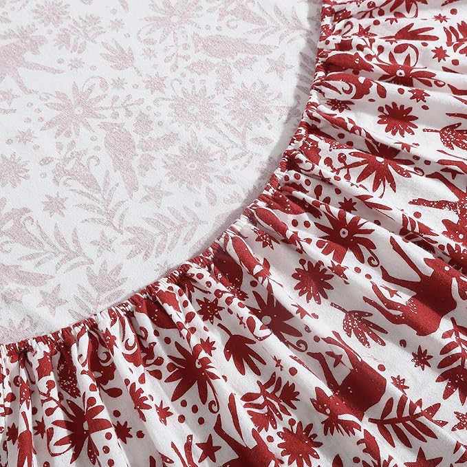 Eddie Bauer 3 Pc Flannel Sheets Twin Size - 100% Cotton Breathable & Soft Twin Sheets Set (1 Flat, 1 Flannel Fitted Sheet & 1 Pillowcase) - 12" Deep Pocket All Seasons Sheet Set (Arcadia Red)