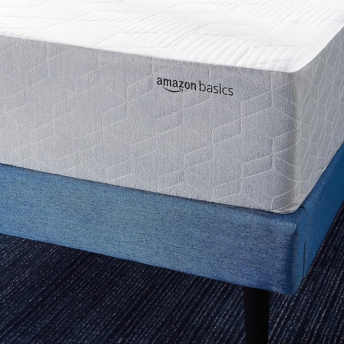 Amazon Basics Memory Foam Mattress, Medium Firm, Cooling Gel, Twin Size Mattress, CertiPUR-US® Certified Foam, 75 x 39 x 10 inches, White/Gray