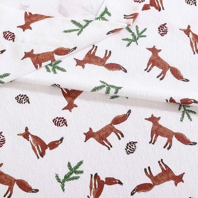 Eddie Bauer- King Sheet Set, Cotton Flannel Bedding Set, Brushed for Extra Softness, Cozy Home Décor (Fox Trail Orange, King)