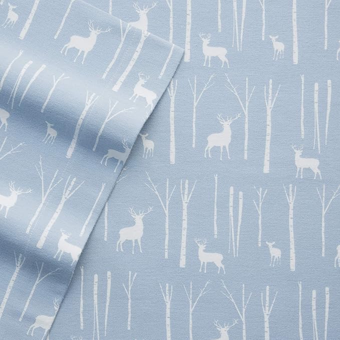 Eddie Bauer - King Sheets, Cotton Flannel Bedding Set, Brushed For Extra Softness, Cozy Home Decor (Birch Forest, King)
