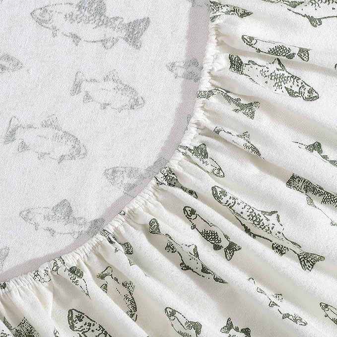 Eddie Bauer - Full Sheets, Cotton Flannel Bedding Set, Brushed For Extra Softness, Cozy Home Decor (School of Fish, Full)