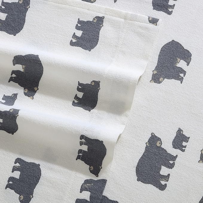 Eddie Bauer - King Sheets, Cotton Flannel Bedding Set, Brushed For Extra Softness, Cozy Home Decor (Bear Family, King)