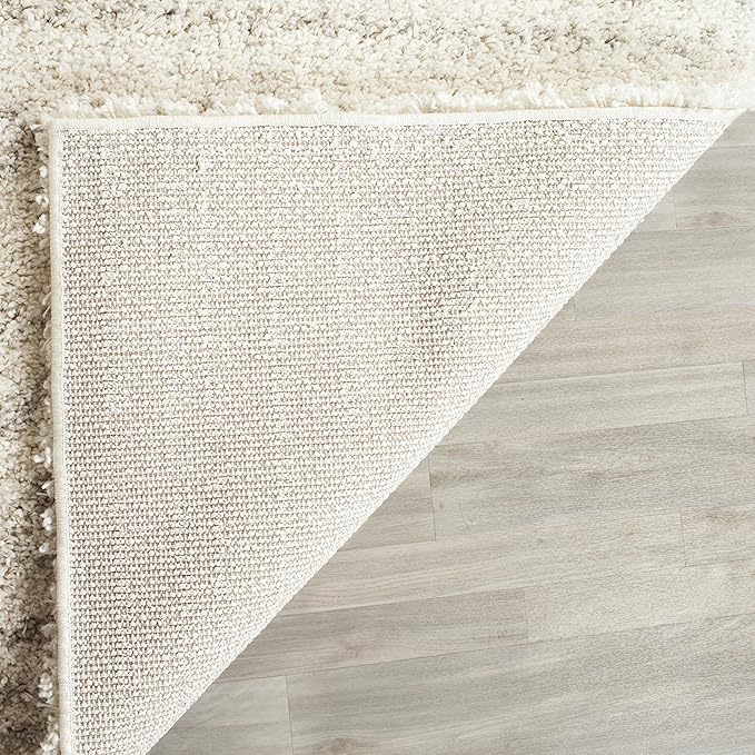 SAFAVIEH Arizona Shag Collection Area Rug - 5'1" Square, Ivory & Beige, Moroccan Design, Non-Shedding & Easy Care, 1.6-inch Thick Ideal for High Traffic Areas in Living Room, Bedroom (ASG741A)