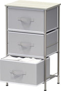 Simple Houseware 3 Drawer Nightstand Dresser with Wood Top, Grey