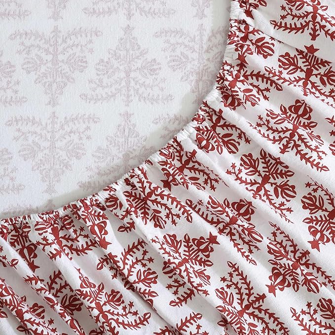 Eddie Bauer - Flannel Sheets Full Size, Anti-Pilling & Wrinkle Resistant Cotton, Touchably Soft for All-Season Comfort - Bed Sheets with Matching Pillowcases & Fitted Sheet (Jolly Trees Red)