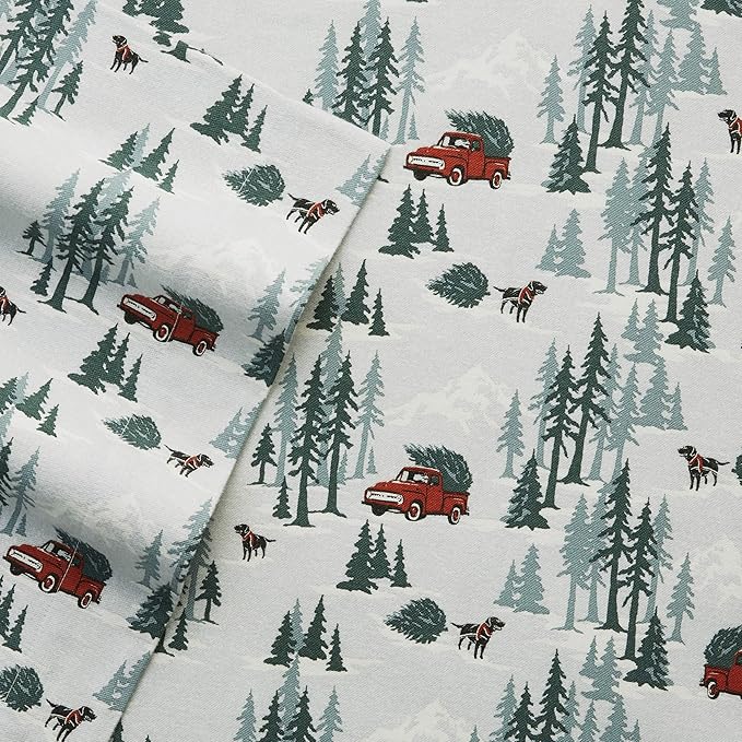 Eddie Bauer - Twin Sheets, Cotton Flannel Bedding Set, Brushed For Extra Softness, Cozy Home Decor (Tree Farms, Twin)