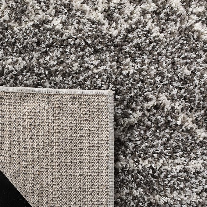 SAFAVIEH Arizona Shag Collection Area Rug - 5'1" Square, Brown & Ivory, Moroccan Design, Non-Shedding & Easy Care, 1.6-inch Thick Ideal for High Traffic Areas in Living Room, Bedroom (ASG741B)
