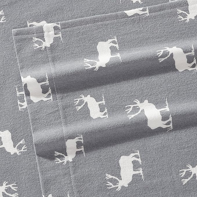 Eddie Bauer - Queen Sheets, Cotton Flannel Bedding Set, Brushed For Extra Softness, Cozy Home Decor (Elk Grove, Queen)